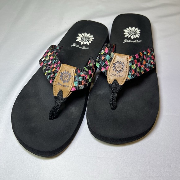 Yellow Box Shoes - Yellow Box Oria Blue Multi Color Stripe Flip Flops Women's Size 6